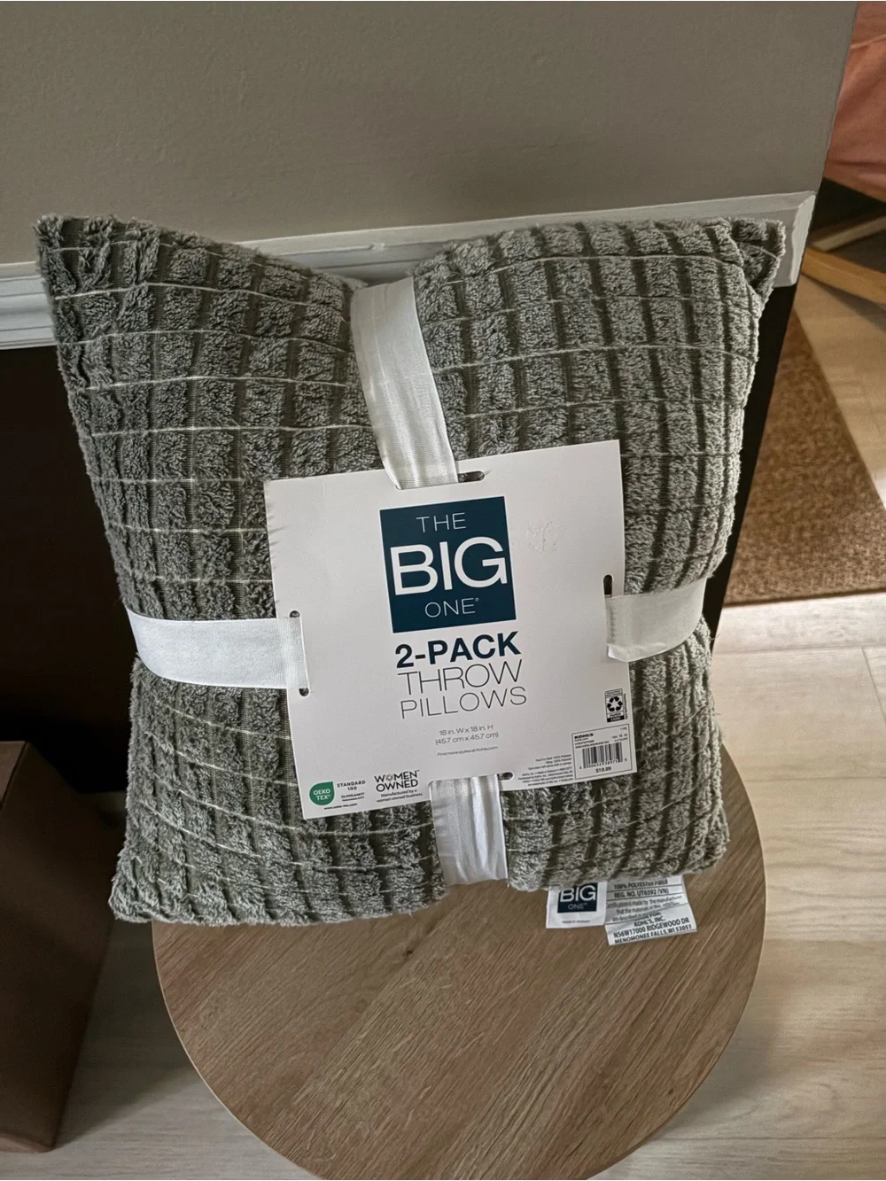 The Big One Gray 2-Pack Waffle-Texture Throw Pillows